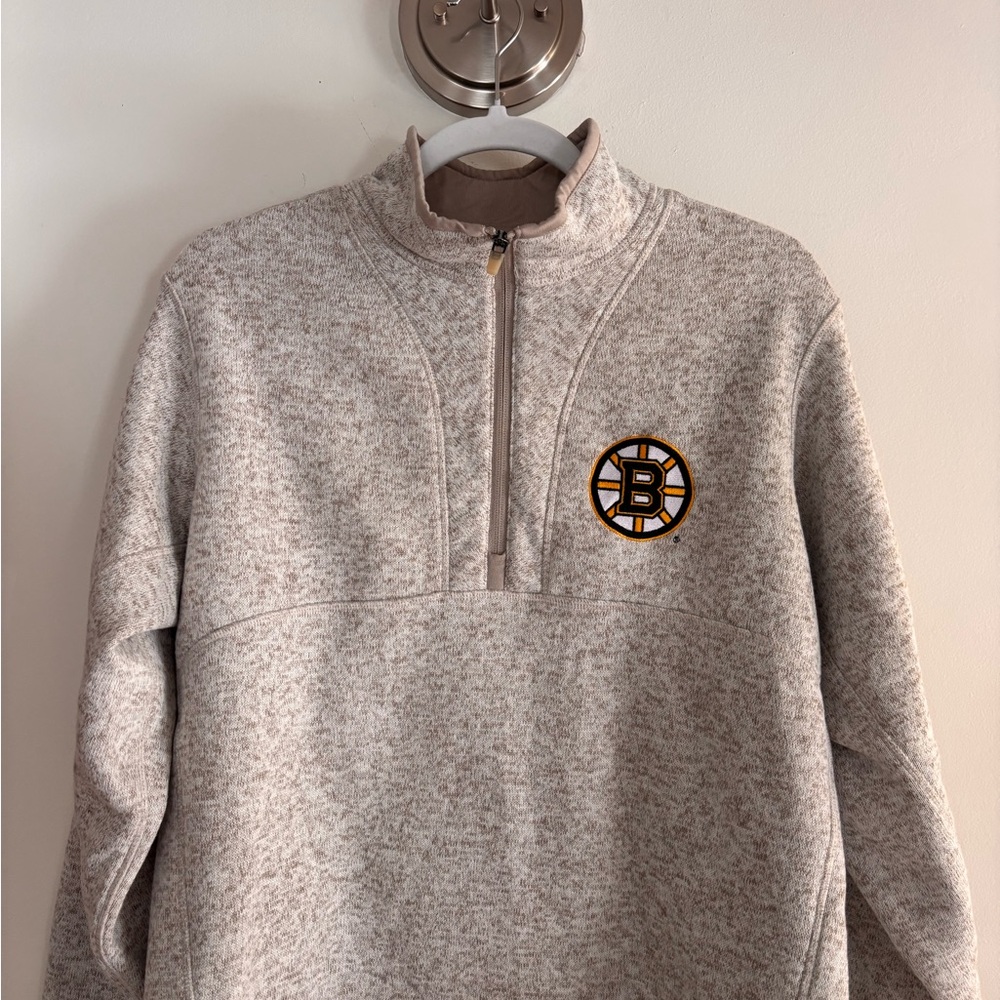 Antigua Boston Bruins Quarter Zip Pullover Men’s L Beige Gray NHL Athleisure - Picture 9 of 9
